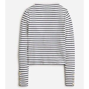 J.Crew Vintage Rib Split Neck Gold Buttons Modal Cotton Sz M